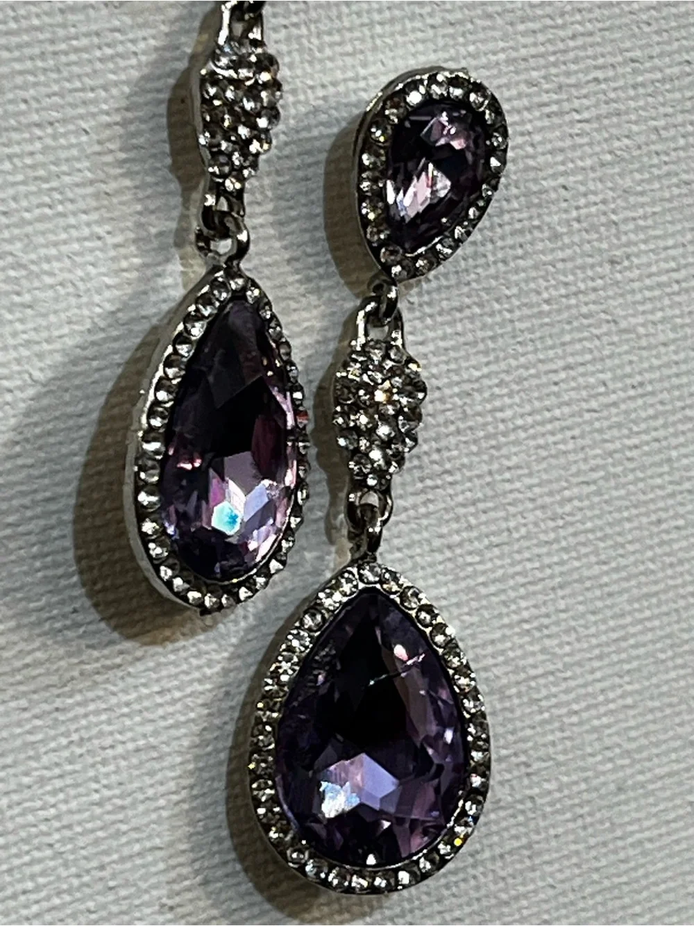 Purple Teardrop Crystal Dangle Earrings - Brand